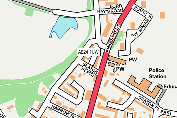 AB24 1UW map - OS OpenMap – Local (Ordnance Survey)