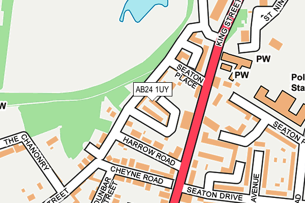 AB24 1UY map - OS OpenMap – Local (Ordnance Survey)
