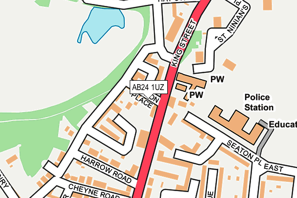AB24 1UZ map - OS OpenMap – Local (Ordnance Survey)