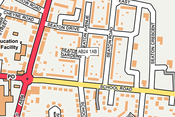 AB24 1XB map - OS OpenMap – Local (Ordnance Survey)