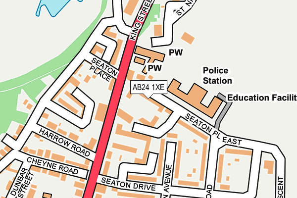 AB24 1XE map - OS OpenMap – Local (Ordnance Survey)
