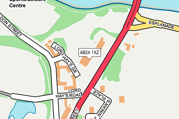 AB24 1XZ map - OS OpenMap – Local (Ordnance Survey)