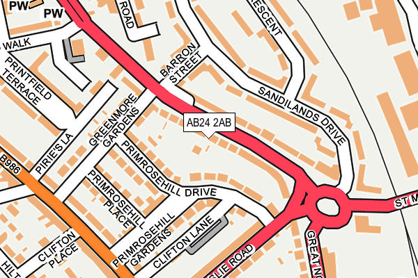 AB24 2AB map - OS OpenMap – Local (Ordnance Survey)