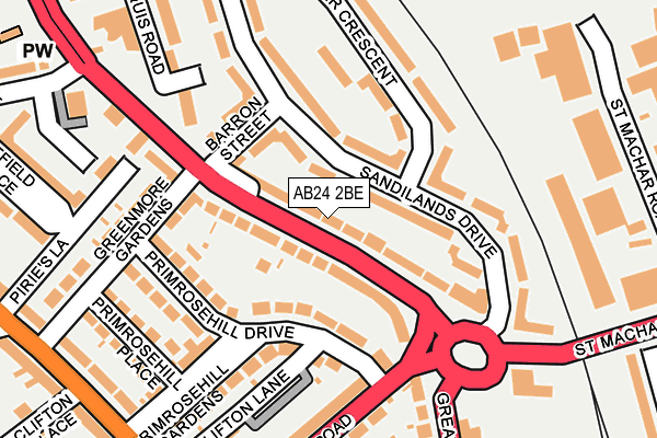 AB24 2BE map - OS OpenMap – Local (Ordnance Survey)