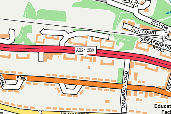 AB24 2BX map - OS OpenMap – Local (Ordnance Survey)