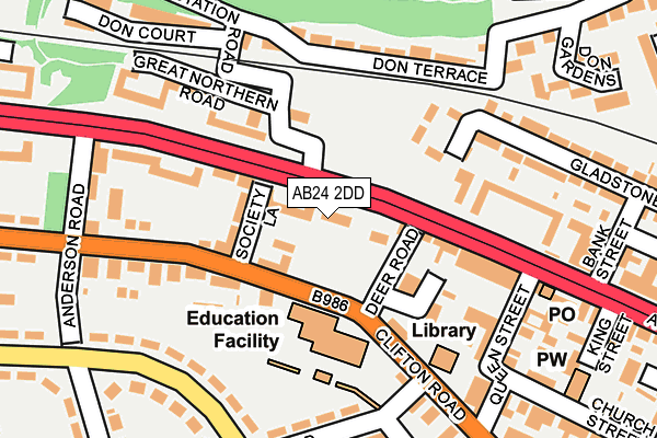 AB24 2DD map - OS OpenMap – Local (Ordnance Survey)