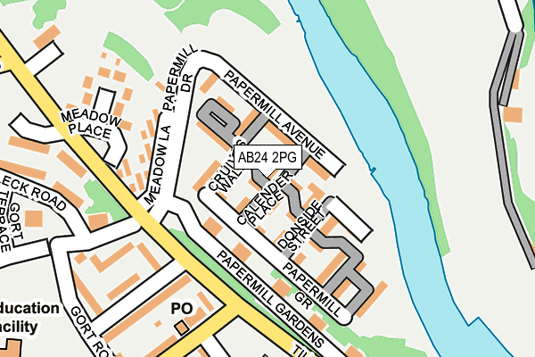 AB24 2PG map - OS OpenMap – Local (Ordnance Survey)