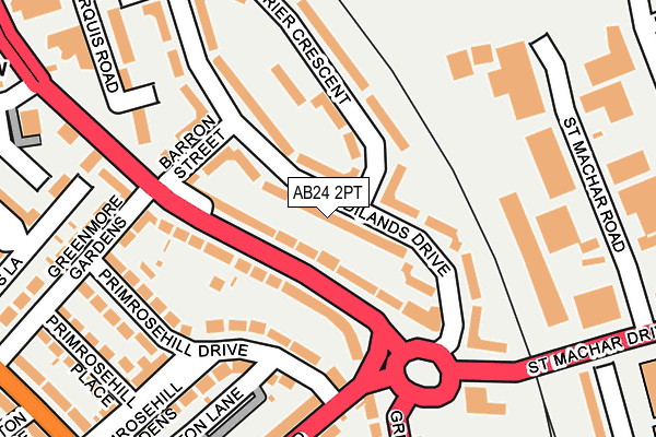 AB24 2PT map - OS OpenMap – Local (Ordnance Survey)