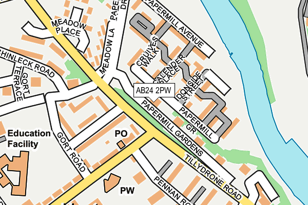AB24 2PW map - OS OpenMap – Local (Ordnance Survey)