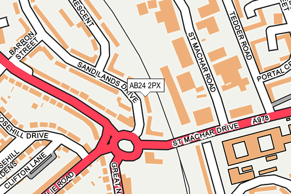 AB24 2PX map - OS OpenMap – Local (Ordnance Survey)