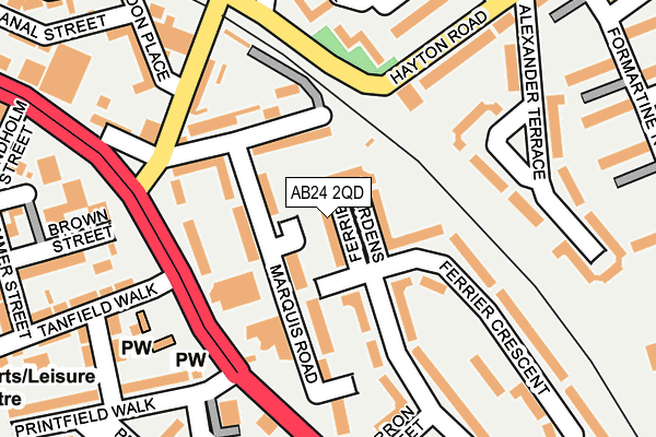 AB24 2QD map - OS OpenMap – Local (Ordnance Survey)