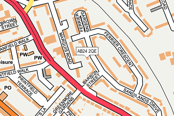 AB24 2QE map - OS OpenMap – Local (Ordnance Survey)