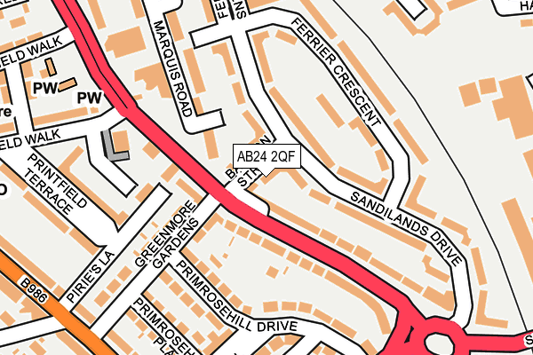 AB24 2QF map - OS OpenMap – Local (Ordnance Survey)