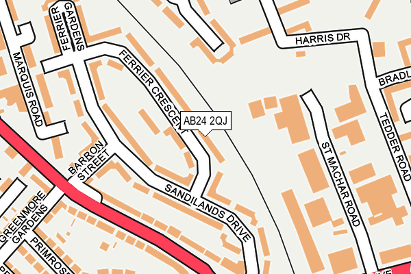 AB24 2QJ map - OS OpenMap – Local (Ordnance Survey)