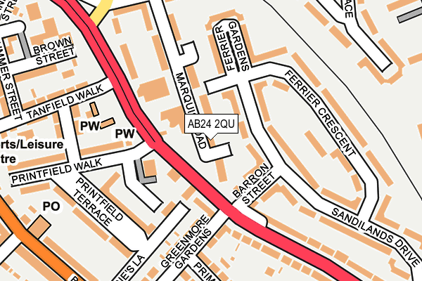 AB24 2QU map - OS OpenMap – Local (Ordnance Survey)