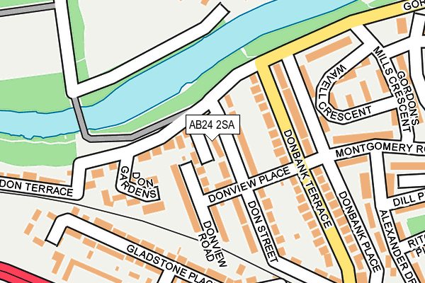AB24 2SA map - OS OpenMap – Local (Ordnance Survey)