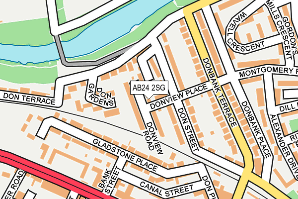 AB24 2SG map - OS OpenMap – Local (Ordnance Survey)