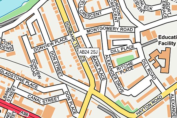 AB24 2SJ map - OS OpenMap – Local (Ordnance Survey)