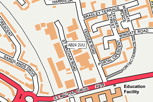 AB24 2UU map - OS OpenMap – Local (Ordnance Survey)