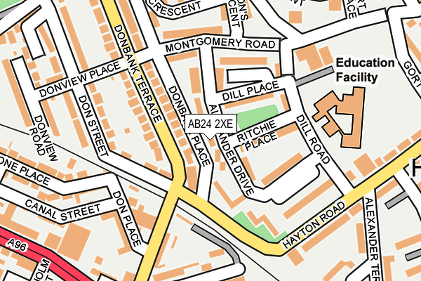 AB24 2XE map - OS OpenMap – Local (Ordnance Survey)