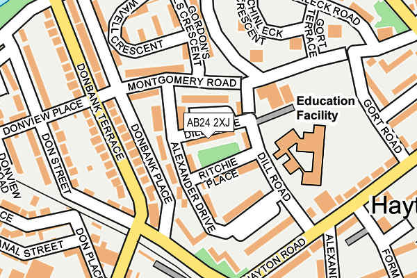 AB24 2XJ map - OS OpenMap – Local (Ordnance Survey)