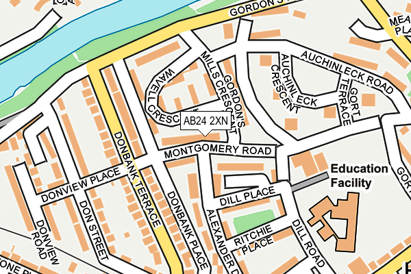 AB24 2XN map - OS OpenMap – Local (Ordnance Survey)