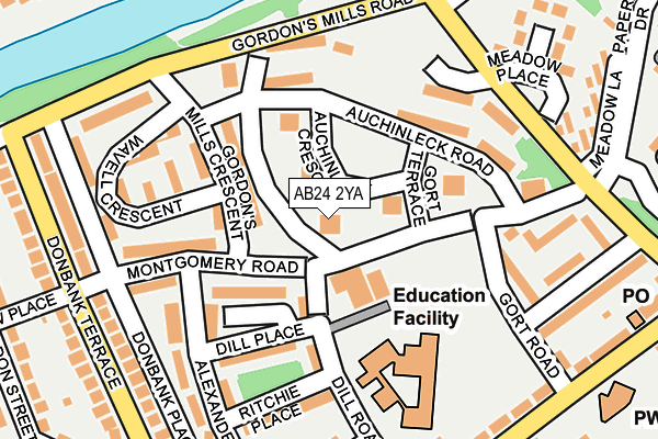 AB24 2YA map - OS OpenMap – Local (Ordnance Survey)