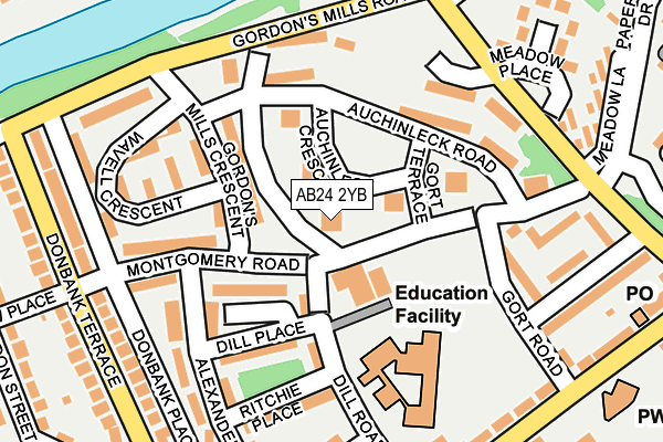 AB24 2YB map - OS OpenMap – Local (Ordnance Survey)