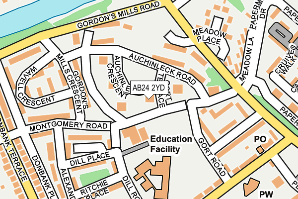 AB24 2YD map - OS OpenMap – Local (Ordnance Survey)