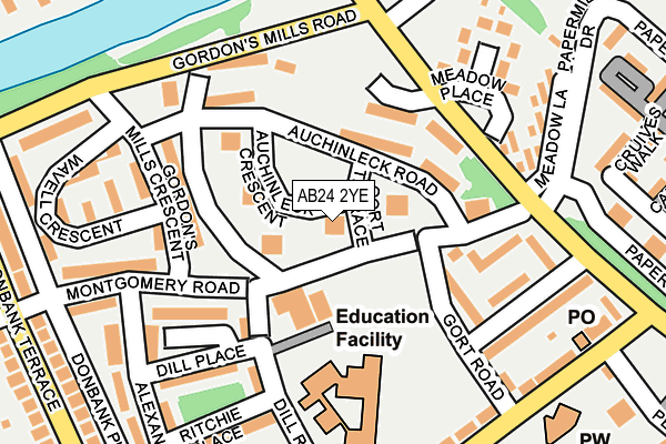 AB24 2YE map - OS OpenMap – Local (Ordnance Survey)