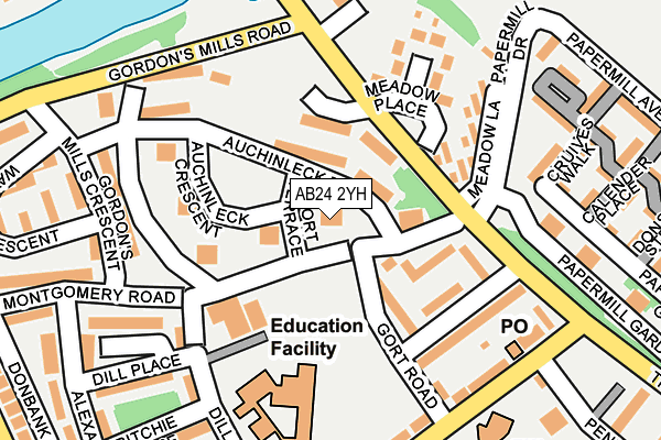 AB24 2YH map - OS OpenMap – Local (Ordnance Survey)