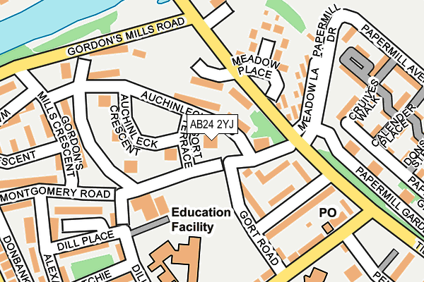 AB24 2YJ map - OS OpenMap – Local (Ordnance Survey)