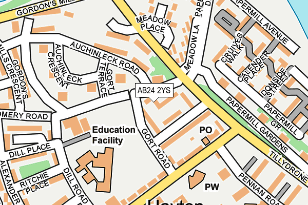 AB24 2YS map - OS OpenMap – Local (Ordnance Survey)