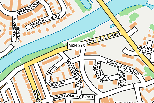 AB24 2YX map - OS OpenMap – Local (Ordnance Survey)