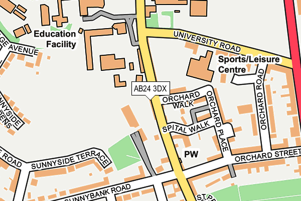 AB24 3DX map - OS OpenMap – Local (Ordnance Survey)