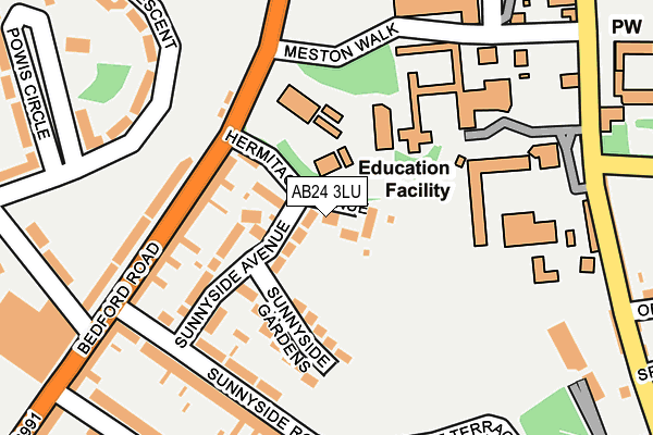 AB24 3LU map - OS OpenMap – Local (Ordnance Survey)