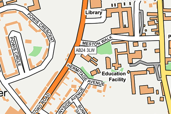 AB24 3LW map - OS OpenMap – Local (Ordnance Survey)