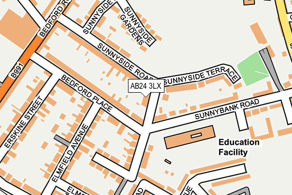 AB24 3LX map - OS OpenMap – Local (Ordnance Survey)