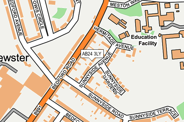 AB24 3LY map - OS OpenMap – Local (Ordnance Survey)