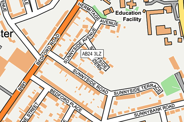 AB24 3LZ map - OS OpenMap – Local (Ordnance Survey)