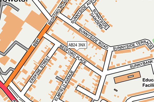 AB24 3NX map - OS OpenMap – Local (Ordnance Survey)