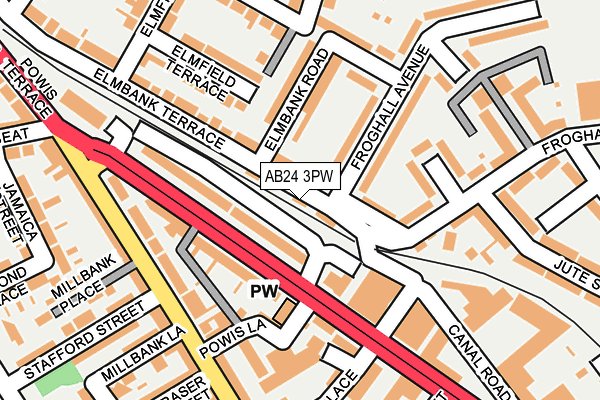 AB24 3PW map - OS OpenMap – Local (Ordnance Survey)