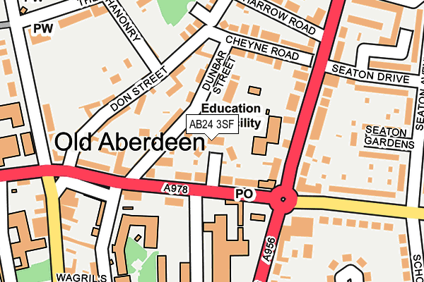 AB24 3SF map - OS OpenMap – Local (Ordnance Survey)