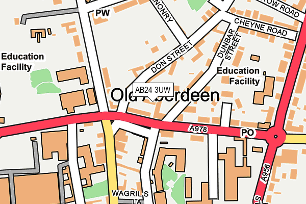 AB24 3UW map - OS OpenMap – Local (Ordnance Survey)