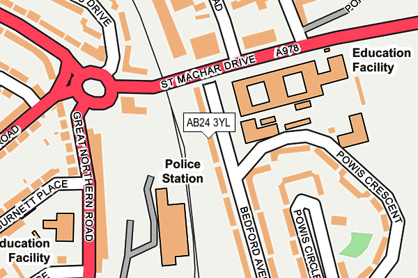 AB24 3YL map - OS OpenMap – Local (Ordnance Survey)