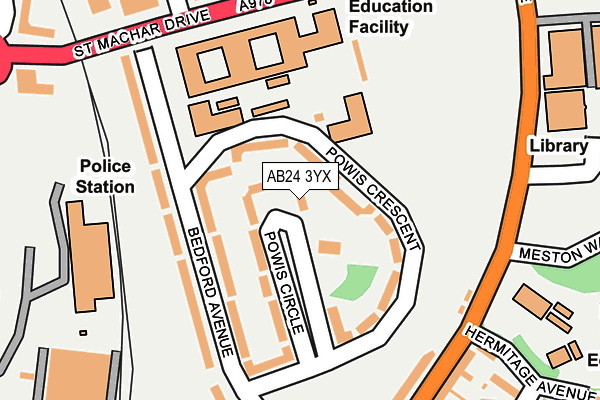 AB24 3YX map - OS OpenMap – Local (Ordnance Survey)