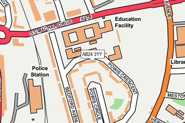 AB24 3YY map - OS OpenMap – Local (Ordnance Survey)