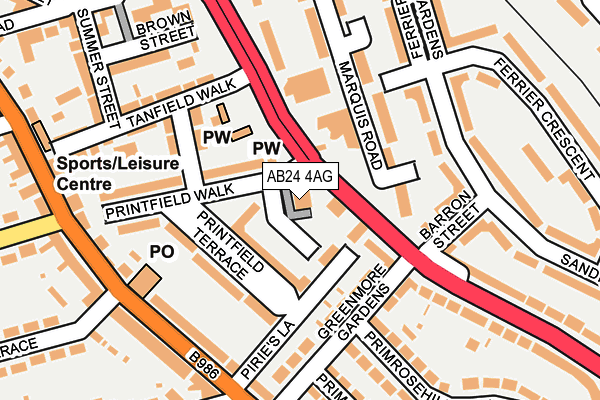 AB24 4AG map - OS OpenMap – Local (Ordnance Survey)