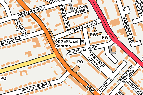 AB24 4AU map - OS OpenMap – Local (Ordnance Survey)