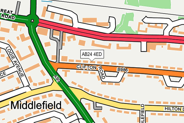 AB24 4ED map - OS OpenMap – Local (Ordnance Survey)